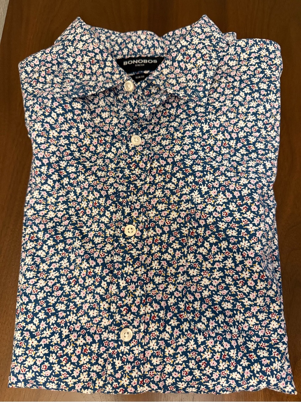 Bonobos Blue and White Micro Floral Button-Down Shirt - Picture 5 of 6